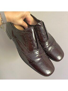 Prada Brown Leather Wingtip Brogues Dress Shoes - 9.5 🇮🇹